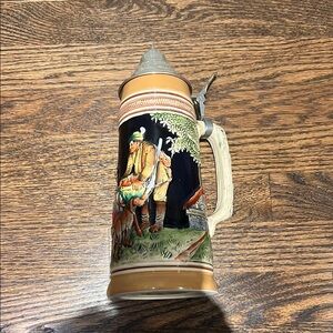 Vintage Ceramic Beer Stein with Lid